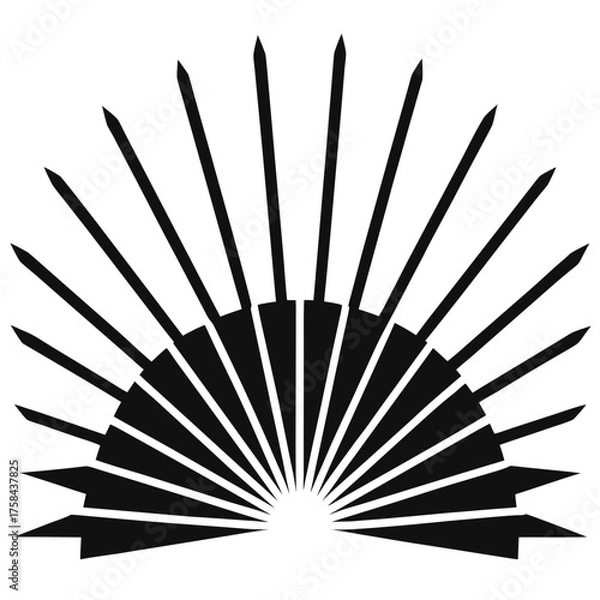 Fototapeta Sunbeam Rays vector clean black silhouette design white background