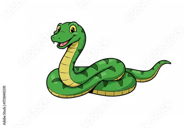 Obraz Cartoon snake on a white background