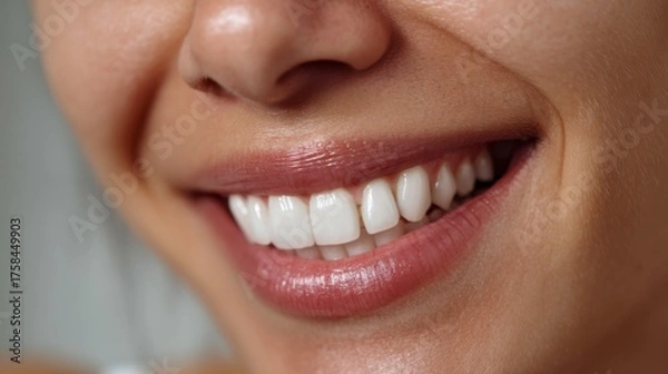 Fototapeta Joyful smile portrait indoor setting close-up photography warm atmosphere upbeat mood