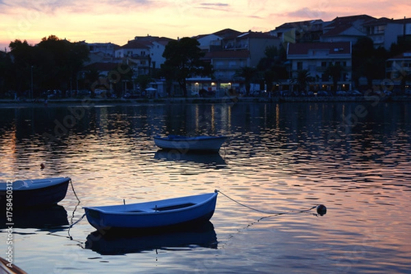 Obraz Beautiful sunset in Stobrec, small coastal town near Split, Croatia.