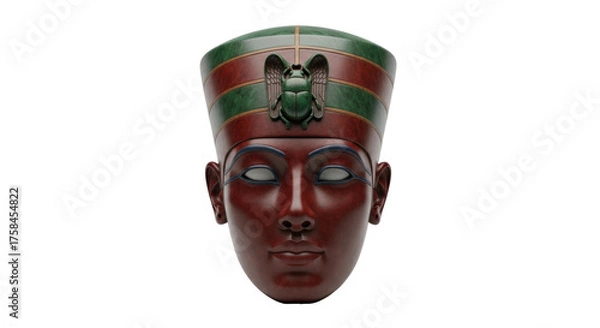 Obraz Isolated Nefertiti bust head, historical artifact, Egyptian queen statue ancient artwork