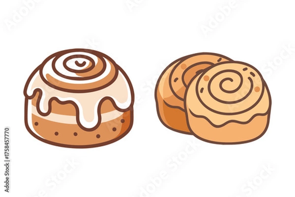 Fototapeta Delicious cinnamon rolls with sweet icing a delightful bakery treat