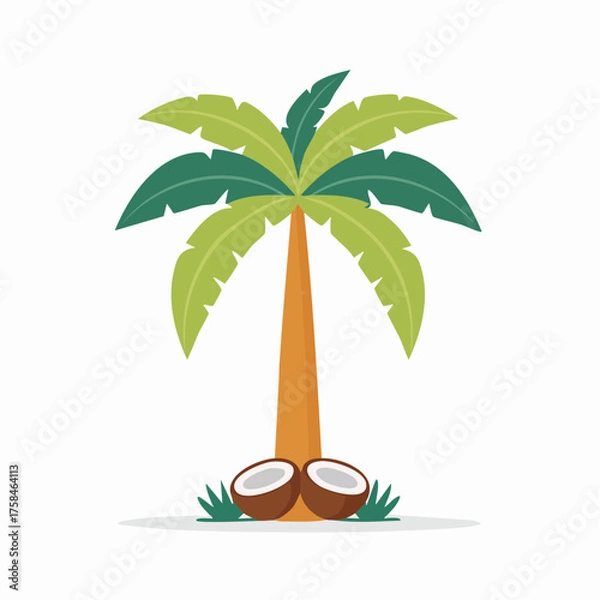 Obraz Realistic coconut tree vector showing tropical palm leaves under sunlight suitable for vacation travel and nature concept design