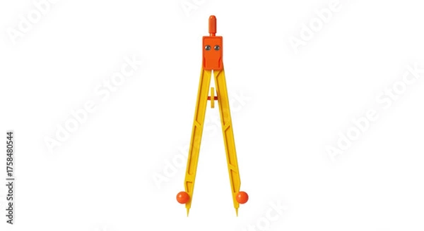 Obraz Isolated compass geometry tool, circle drawing math instrument, drawing design precision