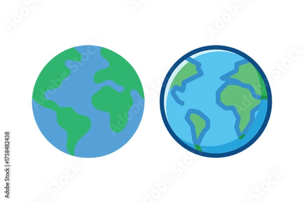 Fototapeta Two colorful depictions of earth one with and one without a border