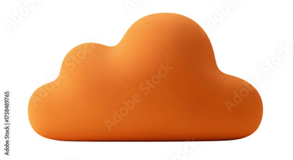 Fototapeta BABY TOYS - Orange cloud-shaped cushion pillow with soft texture isolated on white background, perfect for home decor and cozy settings