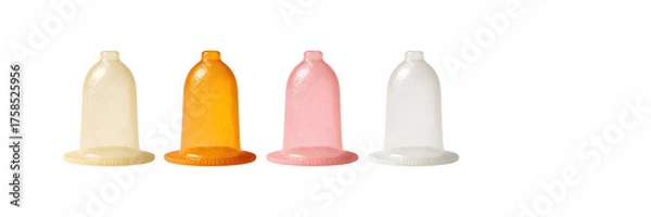 Fototapeta Colorful Condoms: A collection of vibrant condoms in a spectrum of colors, ready for use, emphasizing protection and safety.