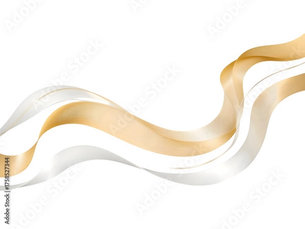 Fototapeta Elegant Ribbon Swirl: An abstract art piece featuring flowing ribbons of gold and silver, creating a sense of movement and sophistication.