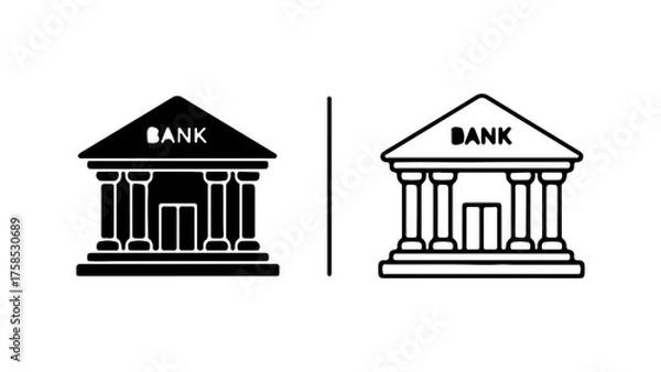 Fototapeta Bank building facade with transparent background