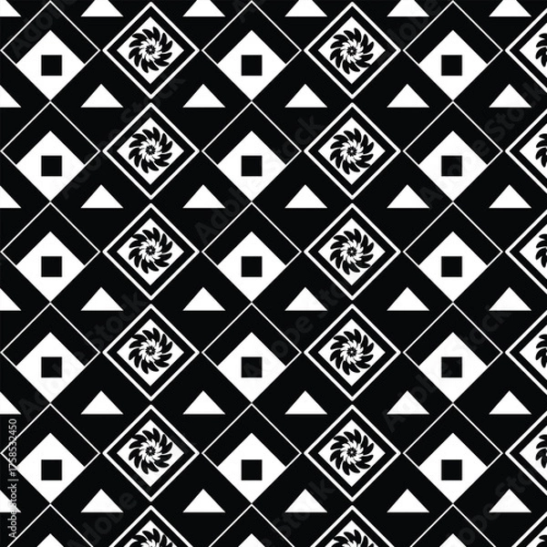 Fototapeta Seamless texture for fashion, textile design, on wall paper, wrapping paper, fabrics and home decor. Simple repeat pattern.White background with black pattern.