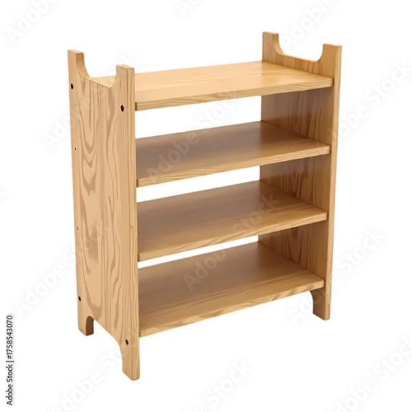 Obraz Empty wooden bamboo shoe rack with a compact design isolated on transparent background