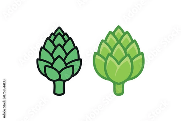 Fototapeta Two green artichokes side by side simple cartoon illustration style