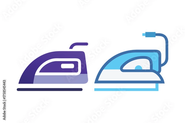 Fototapeta Two colorful flat design icons of steam irons are prominently displayed