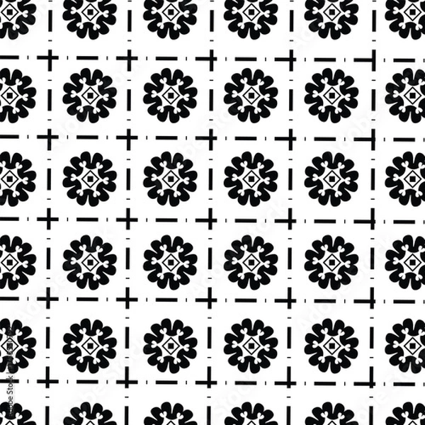Fototapeta Seamless texture for fashion, textile design, on wall paper, wrapping paper, fabrics and home decor. Simple repeat pattern.White background with black pattern.