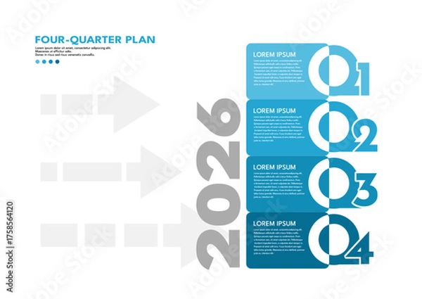 Fototapeta Four Quarter Plan 2026 Business Infographic Template