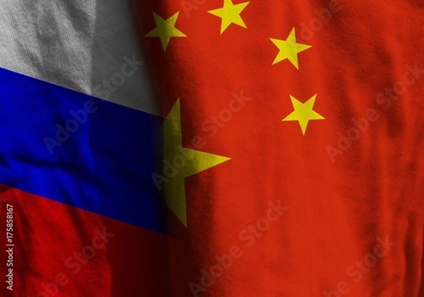 Fototapeta Two flags. Diagonal. China and Russia