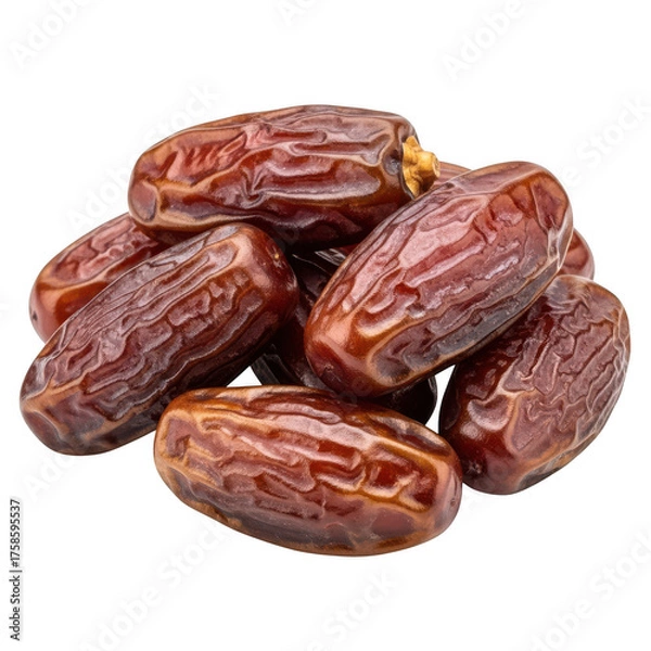 Fototapeta Pile of Ripe Medjool Dates with Wrinkled Skin fruit food