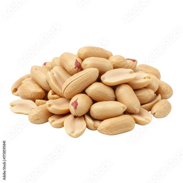 Fototapeta Pile of Shelled Peanuts with Red Skin Fragments legume