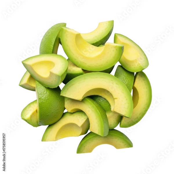 Fototapeta Pile of Sliced Avocados and Limes fruit green