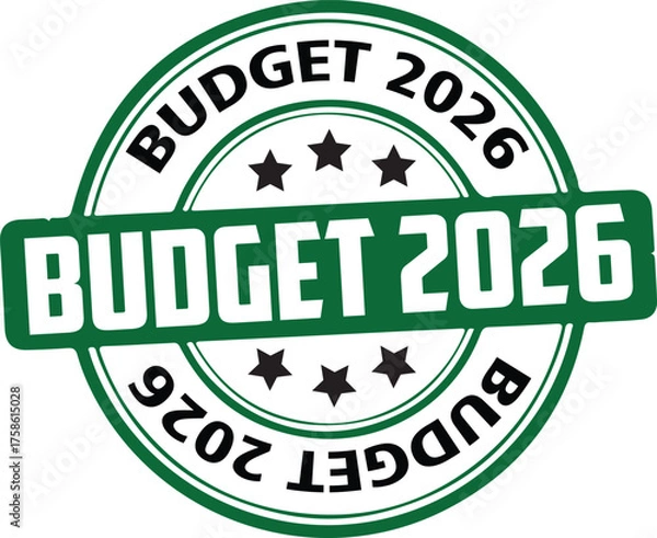 Fototapeta Budget 2026 Rubber Stamp – Government Fiscal Report and Finance Approval Concept
