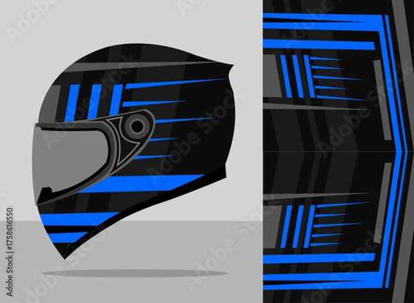Obraz helmet wrap design with blue and black speed color theme
