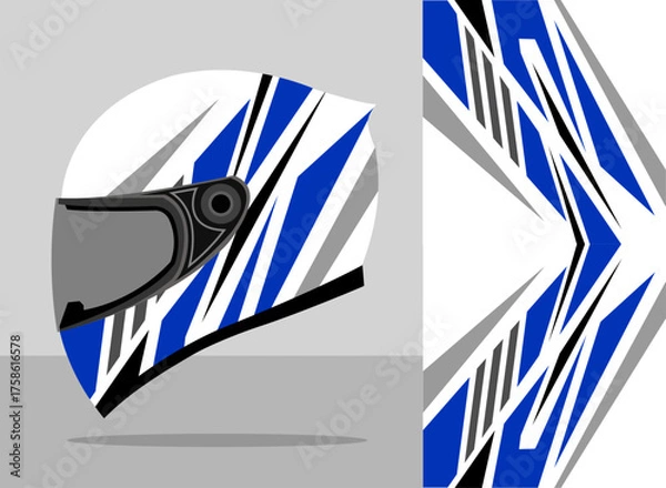 Obraz helmet wrap design premium with blue and white color theme