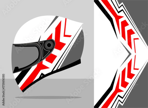 Obraz helmet wrap design with white and red color theme