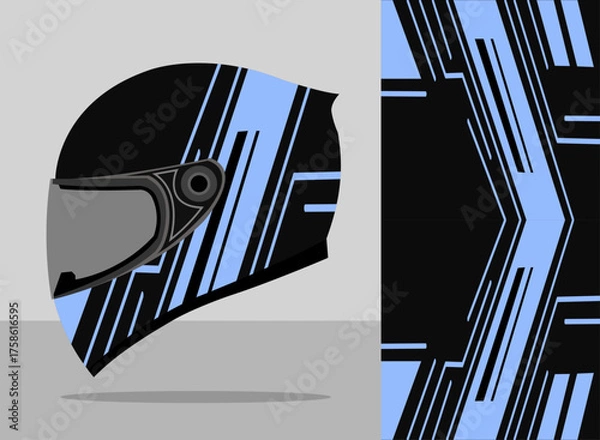 Obraz helmet wrap design with black and blue color theme