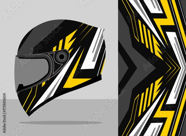 Obraz helmet wrap design with black and yellow color theme
