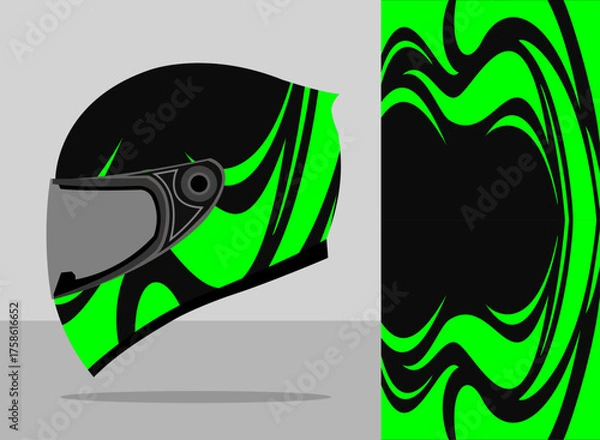 Obraz helmet wrap design premium with black and green  color theme