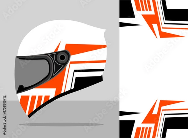 Obraz helmet wrap design with white and red color theme