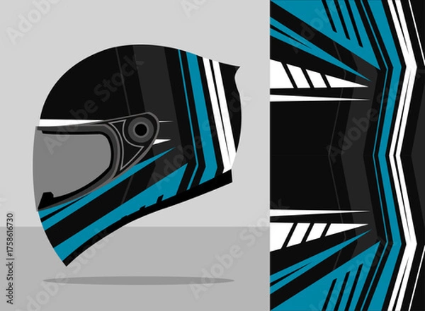 Obraz helmet wrap design with black and blue color theme