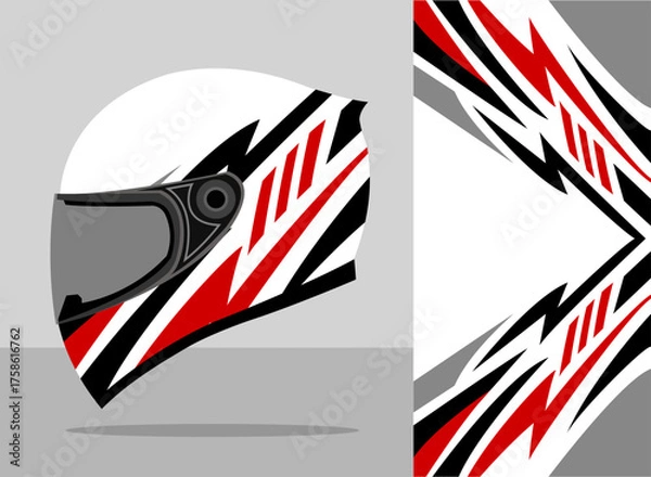 Obraz helmet wrap design with white and red color theme