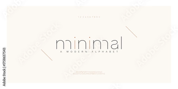 Fototapeta Minimal font creative modern alphabet. Typography thin line regular lowercase. minimalist style fonts set. vector illustration