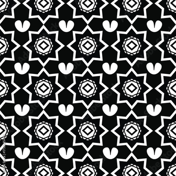 Fototapeta Abstract background with repeat pattern . Black and white color. Unique geometric vector swatch. Perfect for site backdrop, wrapping paper, wallpaper, textile and surface design. 