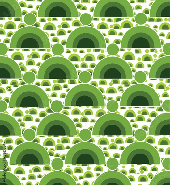 Obraz Vector art of green layered human icon and seamless pattern