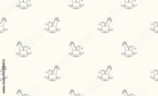 Fototapeta Rocking horses seamless vector pattern