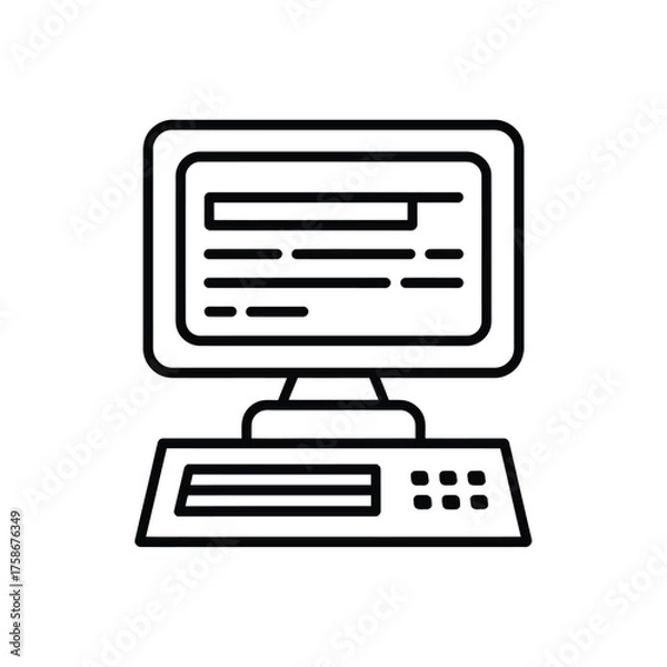 Fototapeta Retro computer monitor and keyboard icon for technology and digital communication