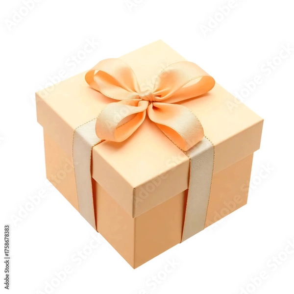 Fototapeta Beige gift box isolated on transparent background