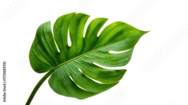 Obraz green leaf white background