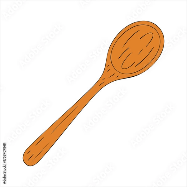 Fototapeta classic wooden cooking spoon vector art isolated on white background