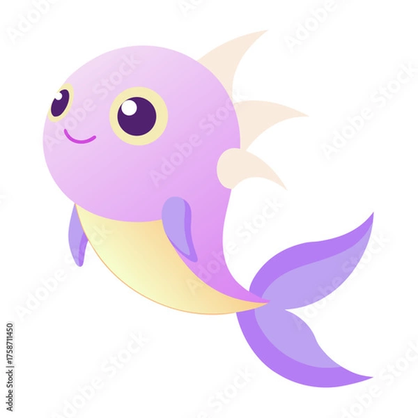 Obraz Cute Fish Cartoon Illustration with Friendly Smile and Vibrant Colors for Children Books and Graphic Design Projects