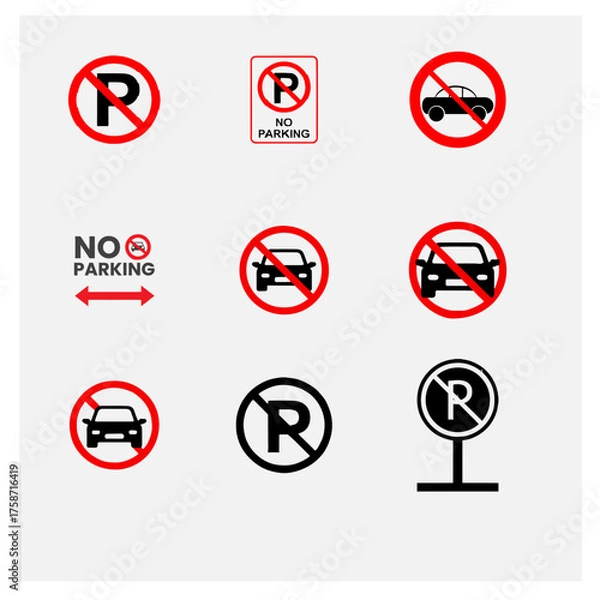 Fototapeta No Parking icon set