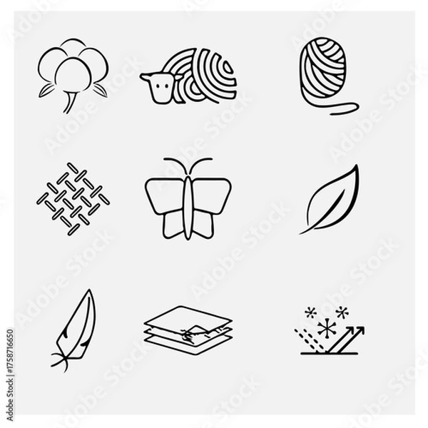 Fototapeta Fabric feature icon set