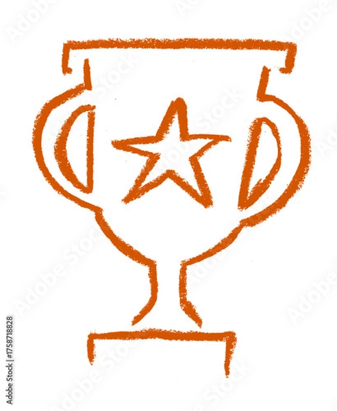 Fototapeta Trophy Star Icon Crayon Chalk Drawing Doodle Vector