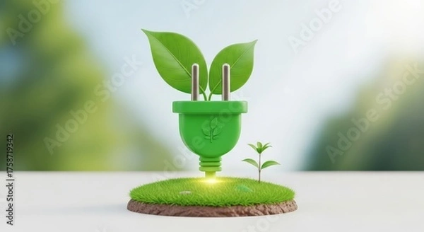 Obraz Green Energy Concept With Growing Plant and Electrical Plug