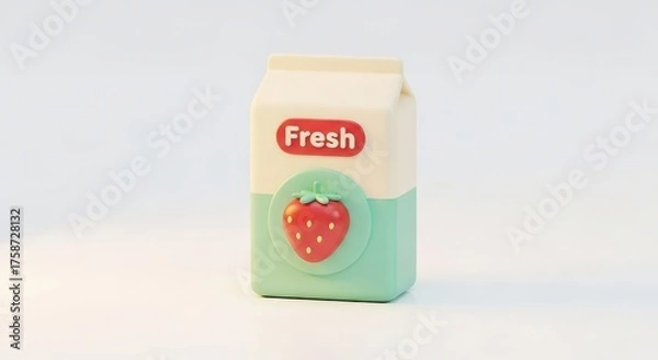 Obraz Adorable Strawberry Milk Carton Eraser for School Supplies