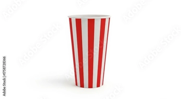 Obraz Red and White Striped Tall Beverage Container Isolated on White Background
