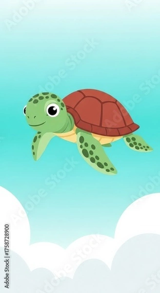Obraz Cute Sea Turtle Swimming in the Ocean