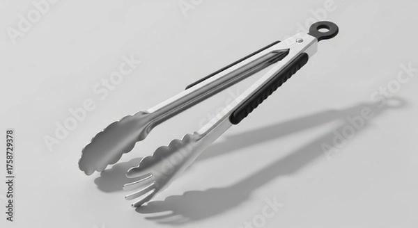 Obraz Metal Serving Tongs with Ergonomic Handles for Kitchen and Grilling